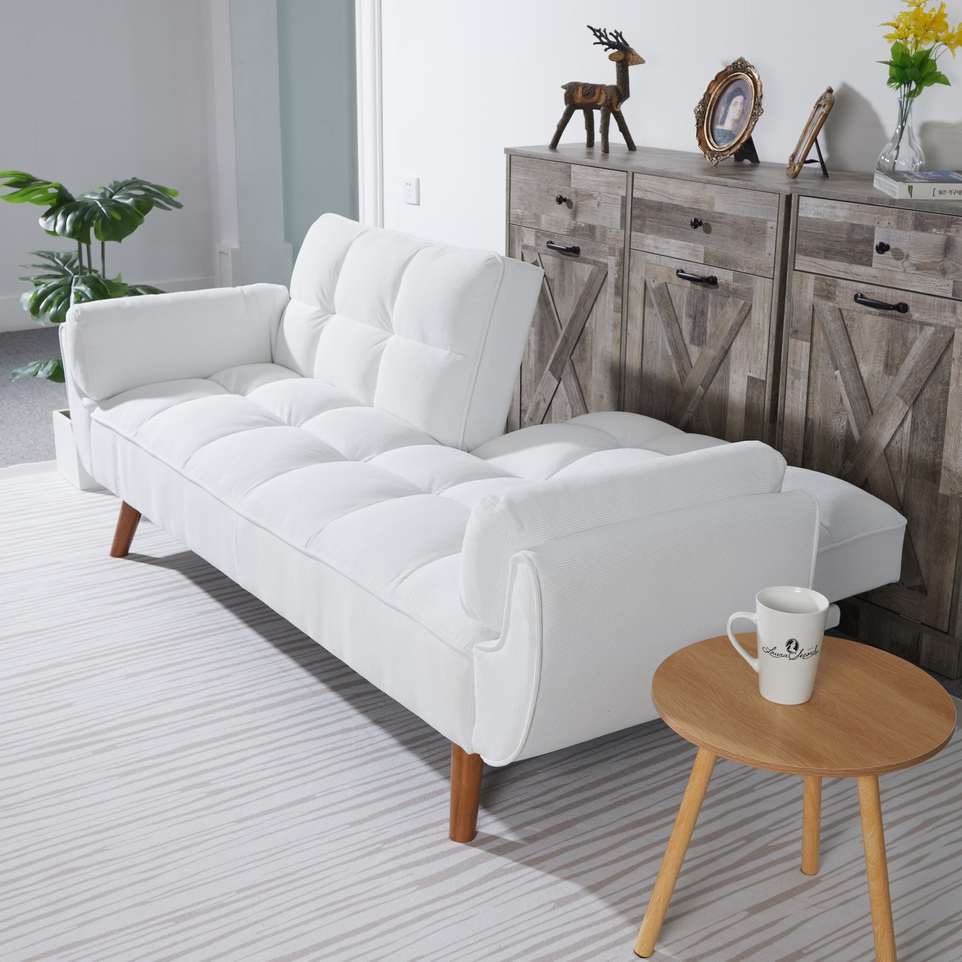 2064 Corduroy Sofa & Sofa Bed – White