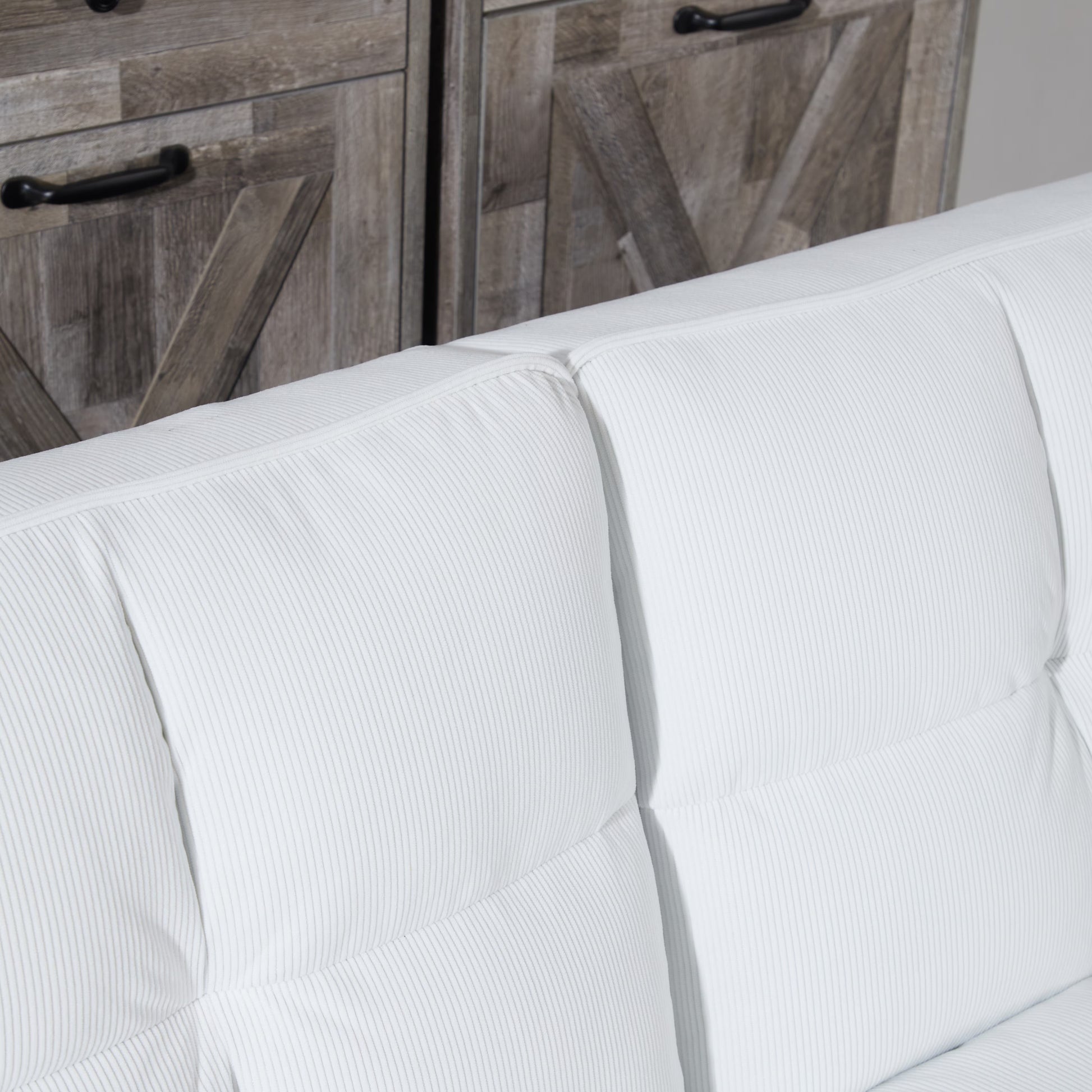 2064 Corduroy Sofa & Sofa Bed – White
