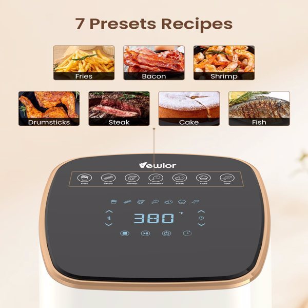 Air Fryer 5.3Qt – Observation Window, 7 Presets, Digital Touch Screen, Non-Stick & Dishwasher-Safe Basket
