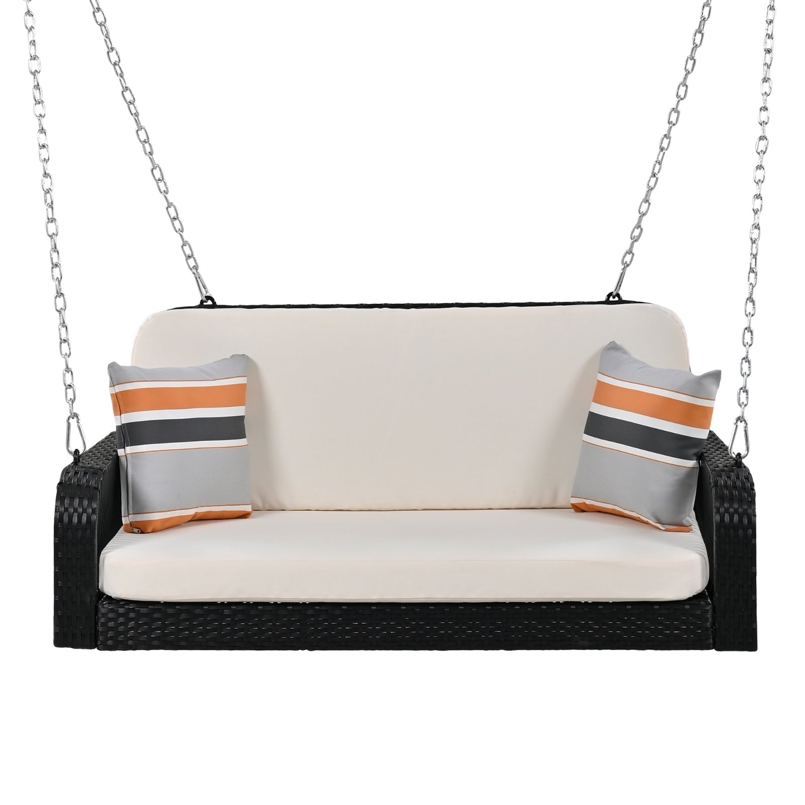 Wicker Porch Swing - 2-Seater Hanging Bench with Chains for Patio & Garden