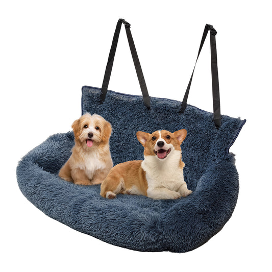 Dog Car Seat for Small, Medium, and Large Dogs – Travel Pet Booster Seat with Seat Belt, Washable Plush Safety Seat