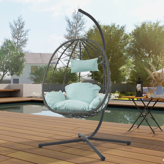 Egg Chair with Stand – Indoor & Outdoor Wicker Hanging Swing Chair