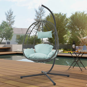 Egg Chair with Stand – Indoor & Outdoor Wicker Hanging Swing Chair