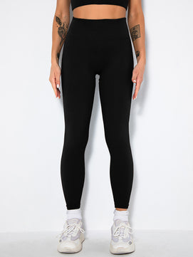 2-Pack Women's Seamless Ribbed Leggings – High-Waisted Slimming Yoga Pants for Fitness & Everyday Wear