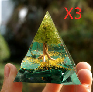 Natural Crystal Energy Pyramid – Healing Stone Resin Decor Tower