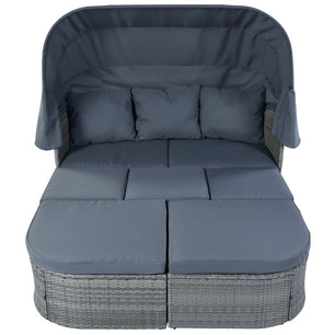 U STYLE Patio Furniture Set – Outdoor Daybed Sunbed with Retractable Canopy
