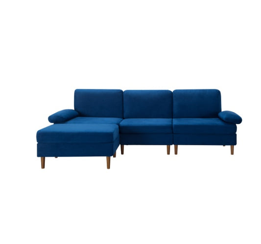 102.4" Modular Sectional Sofa – Navy Blue Velvet