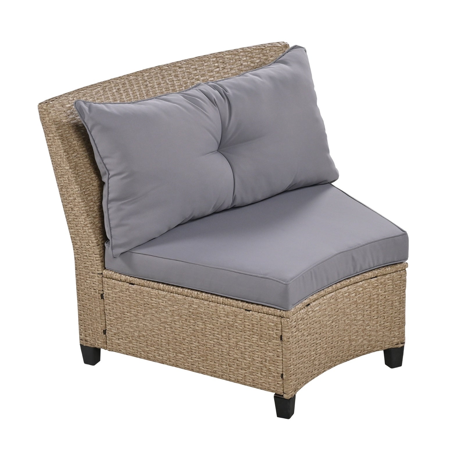 U Style 6-Person Fan-Shaped Rattan Set with Cushions & Table – Outdoor Patio Furniture