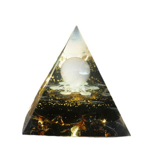 Natural Crystal Energy Pyramid – Healing Stone Resin Decor Tower