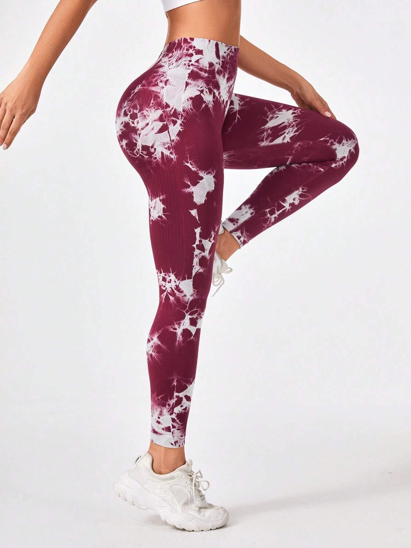 Tie-Dye Workout Seamless Leggings for Women – High Waist Gym Leggings Yoga Pants, Scrunch Butt Lifting Elastic Tights