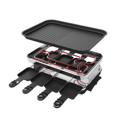 Raclette Grill for 8 People – Non-Stick, 1500W with Adjustable Temperature